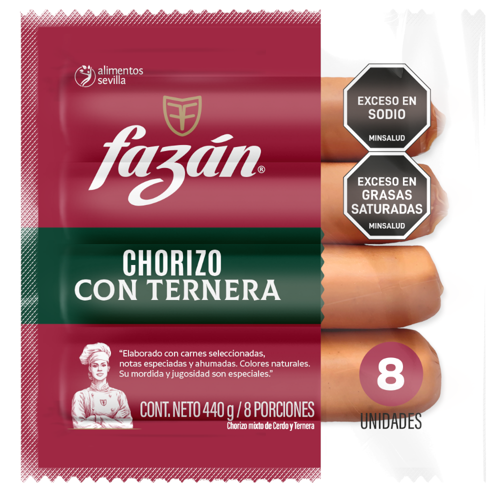 Chorizo Con Ternera Fazán 8 Unidades 440Gr