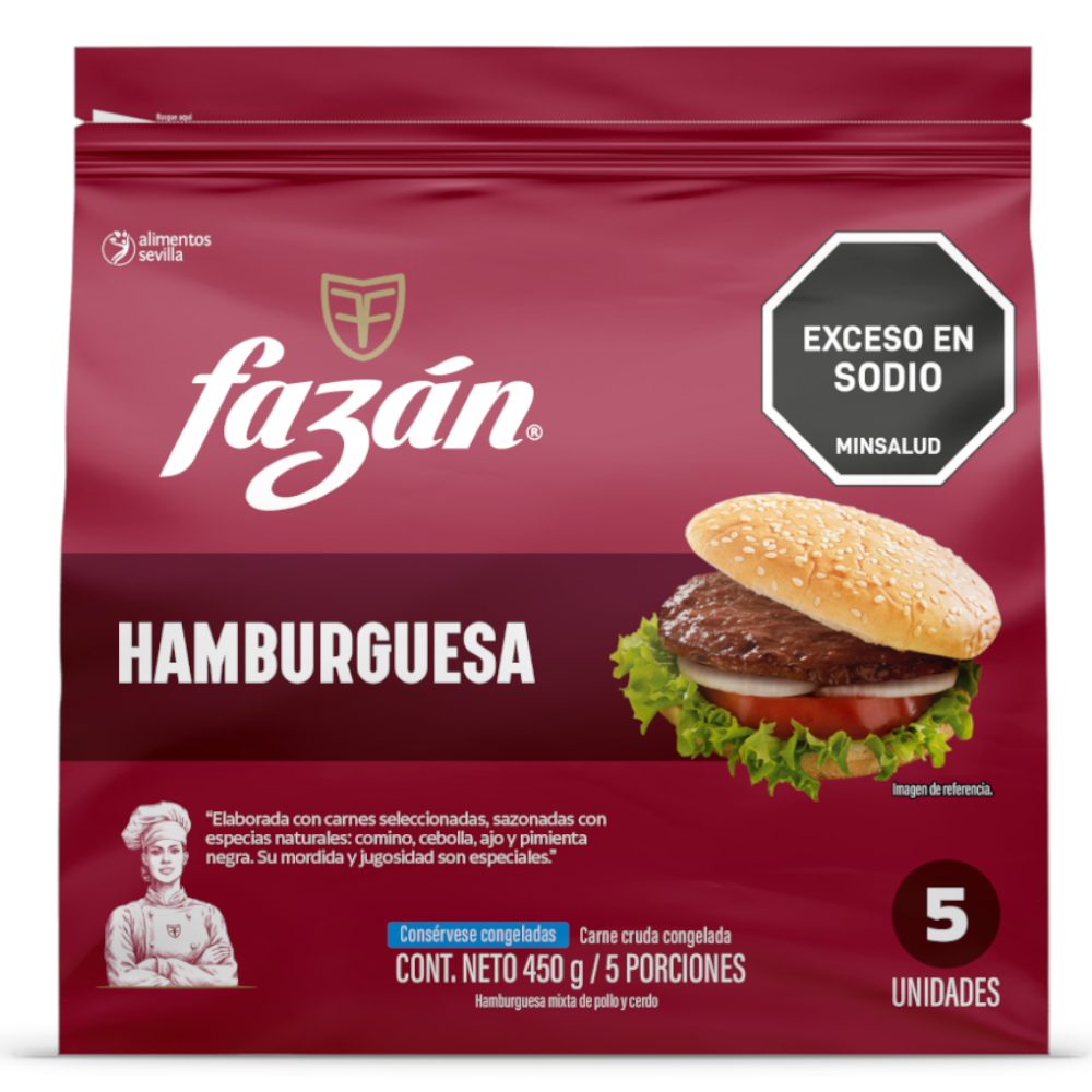 Hamburguesa Mixta Fazán 5 Unidades 450Gr