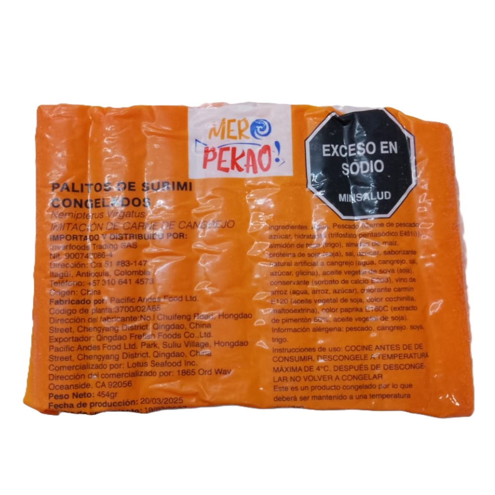 Palitos De Surimi Congelados Mero Pekao 454Gr