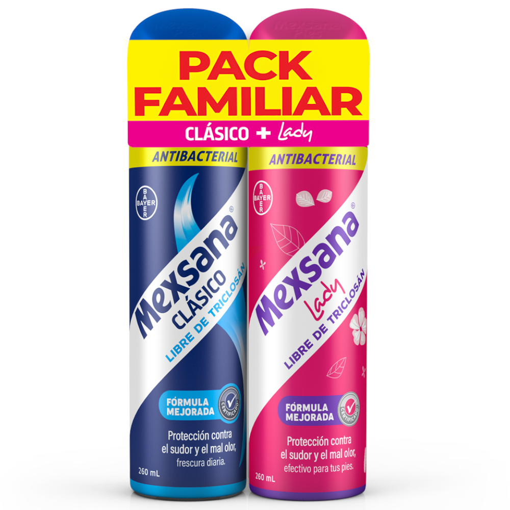 Desodorante Pies Mexsana Clásico Spray 260Ml + Desodorante Mexsana Lady 260Ml