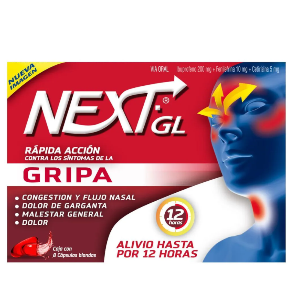 Next Gl Gripa Cápsulas  8 Unidades