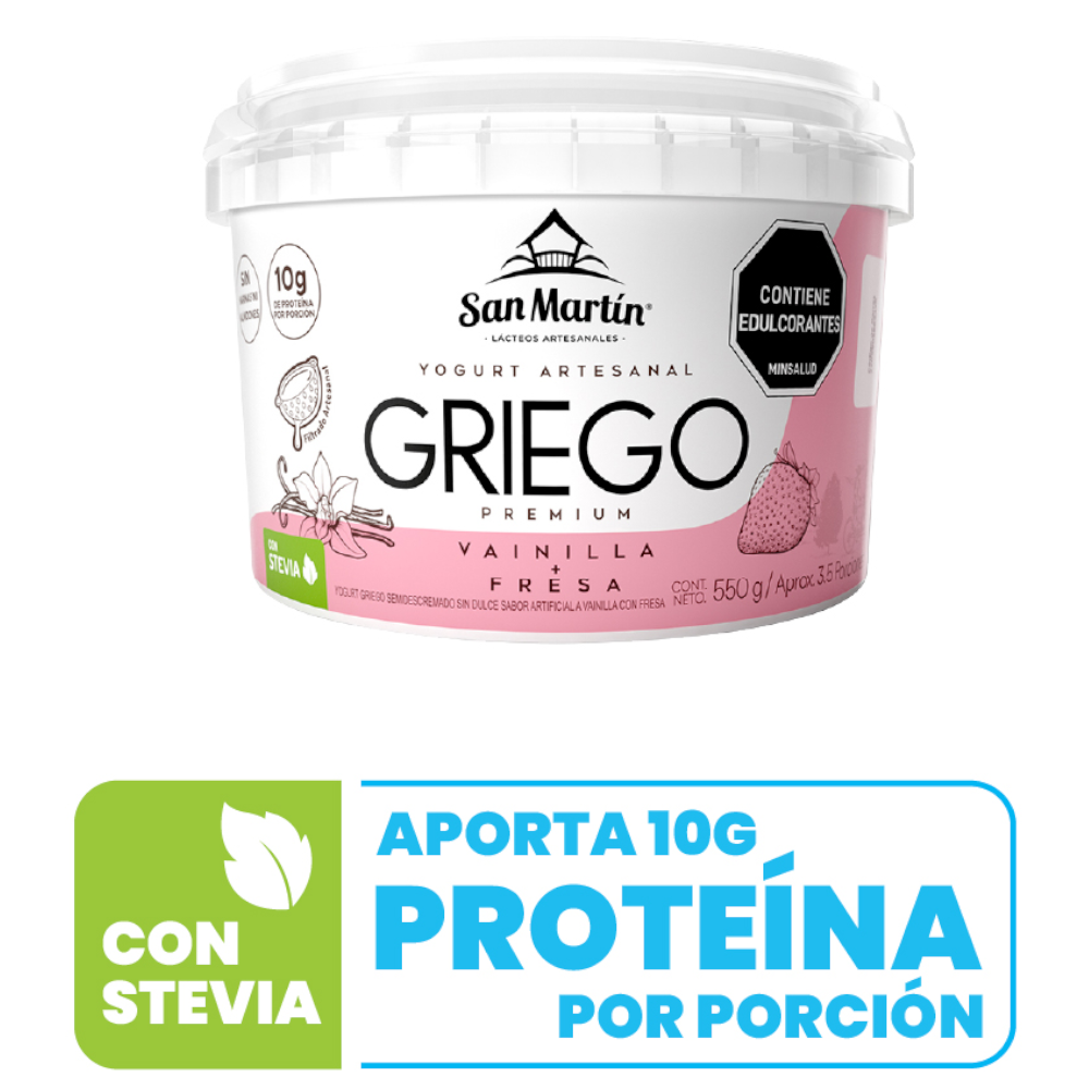 Yogurt Griego Vainilla + Fresa San Martín 550Gr