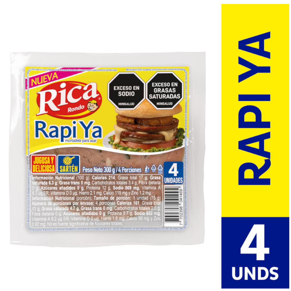 Mortadela Para Asar Rapi Ya Rica 4 Unidades 300Gr