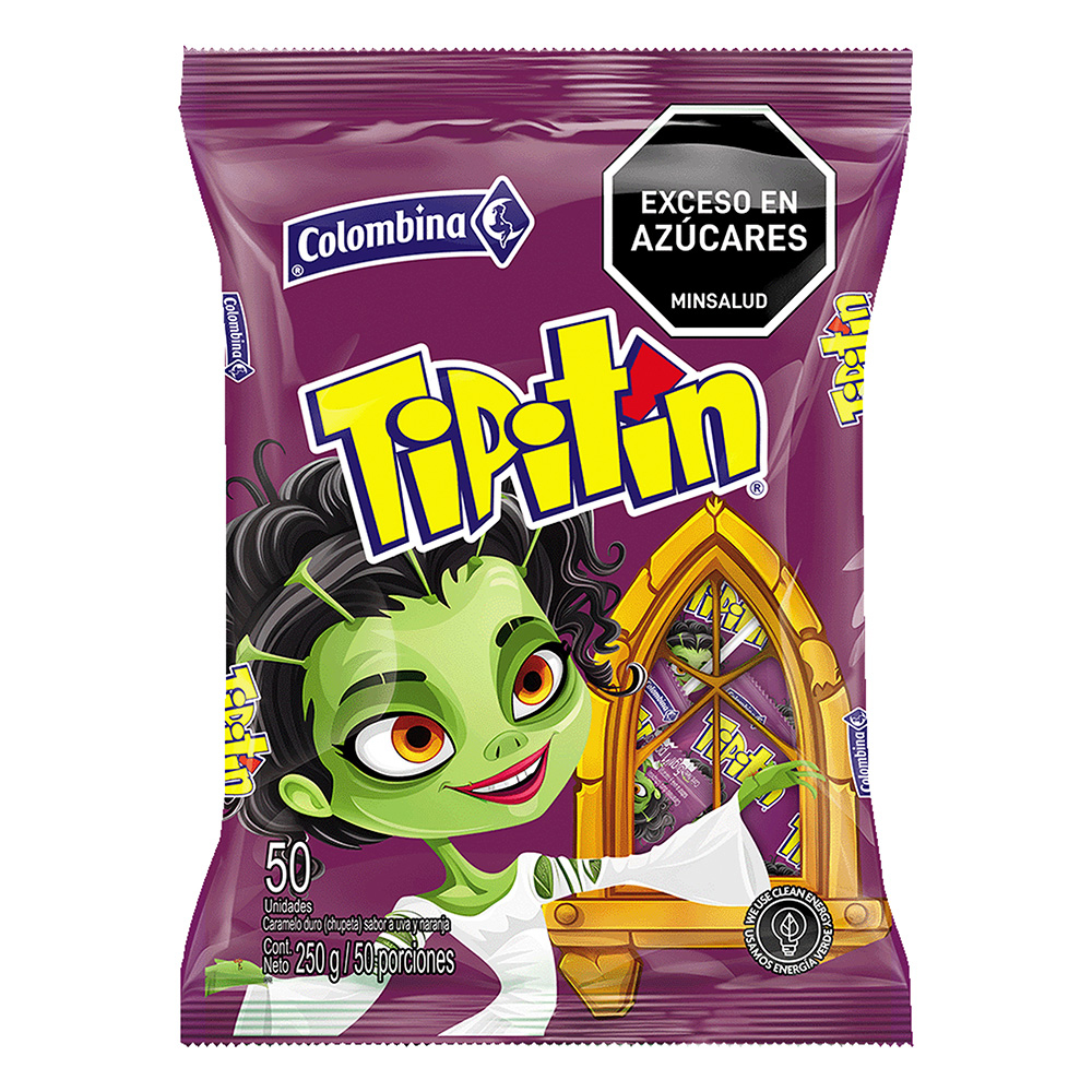 Chupetas Tipitin Halloween Colombina 50 Unidades 250Gr