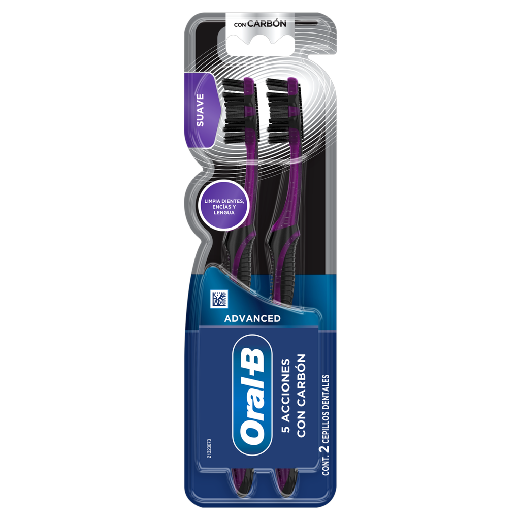 Cepillo Dental Oral B Advanced Suave Con Carbón 2 Unidades