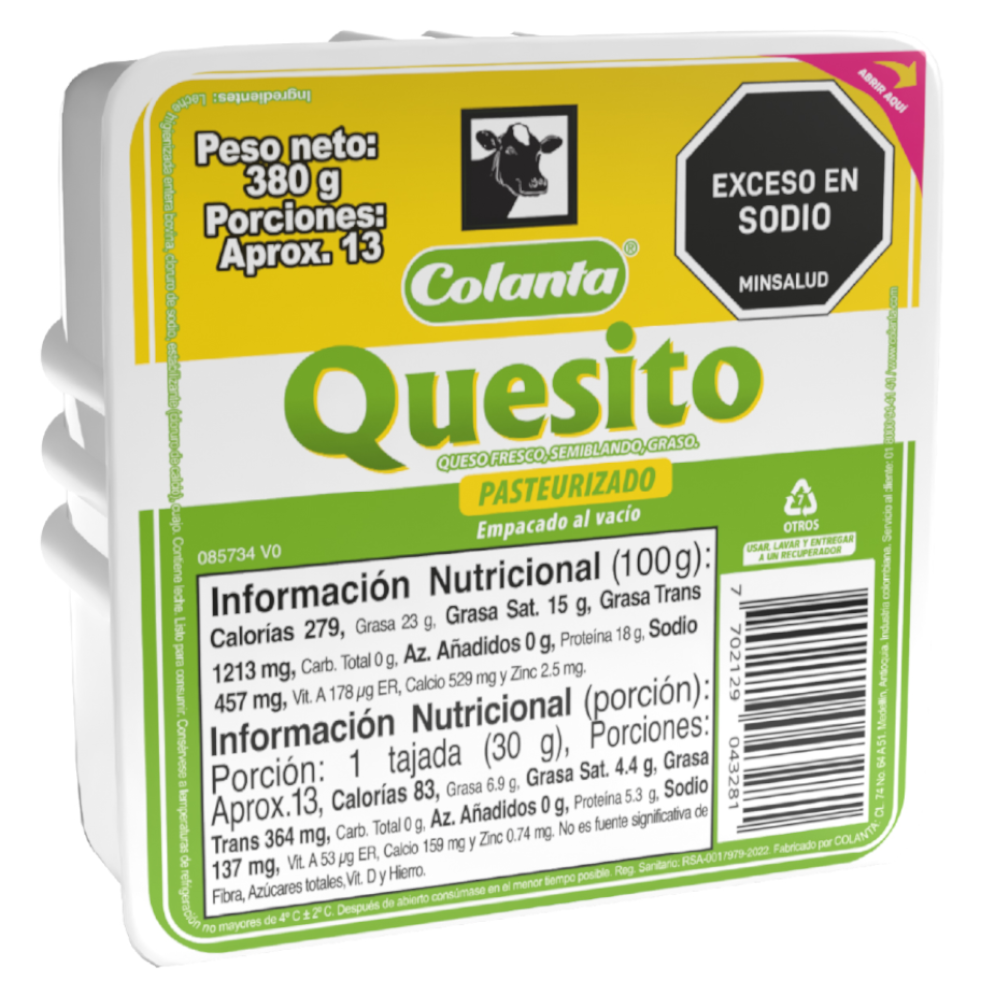 Quesito Colanta Empacado Al Vacío 380Gr