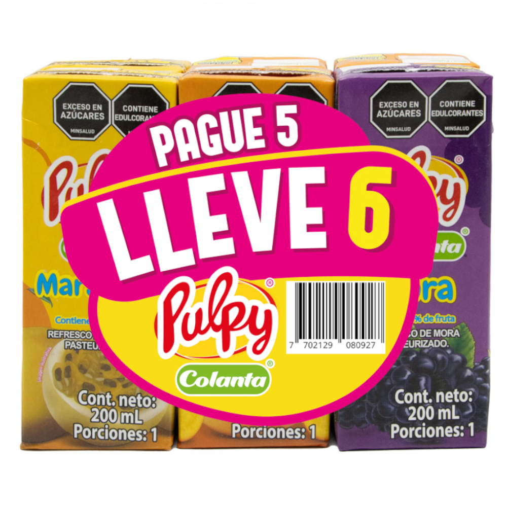 Jugo Pulpy Surtido Colanta  200Ml Pague 5 Lleve 6
