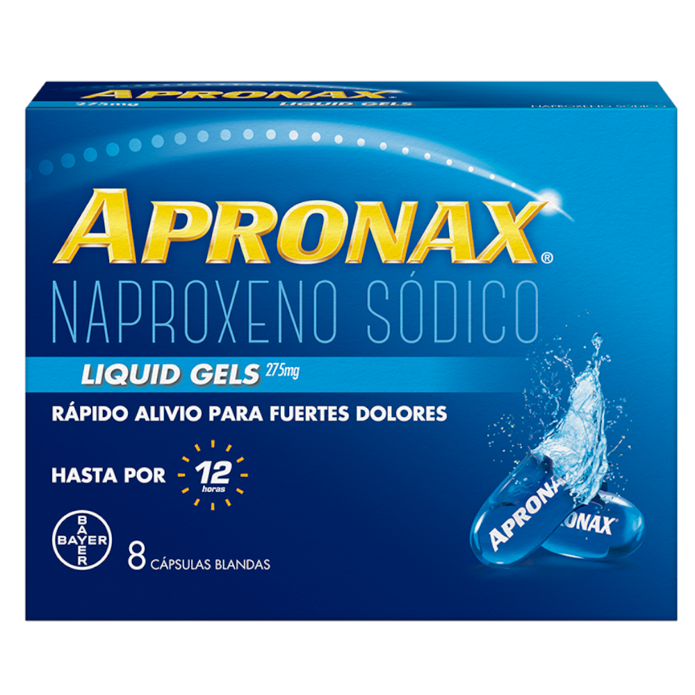 Apronax Naproxeno Sódico Liquido En Gel 8 Cápsulas