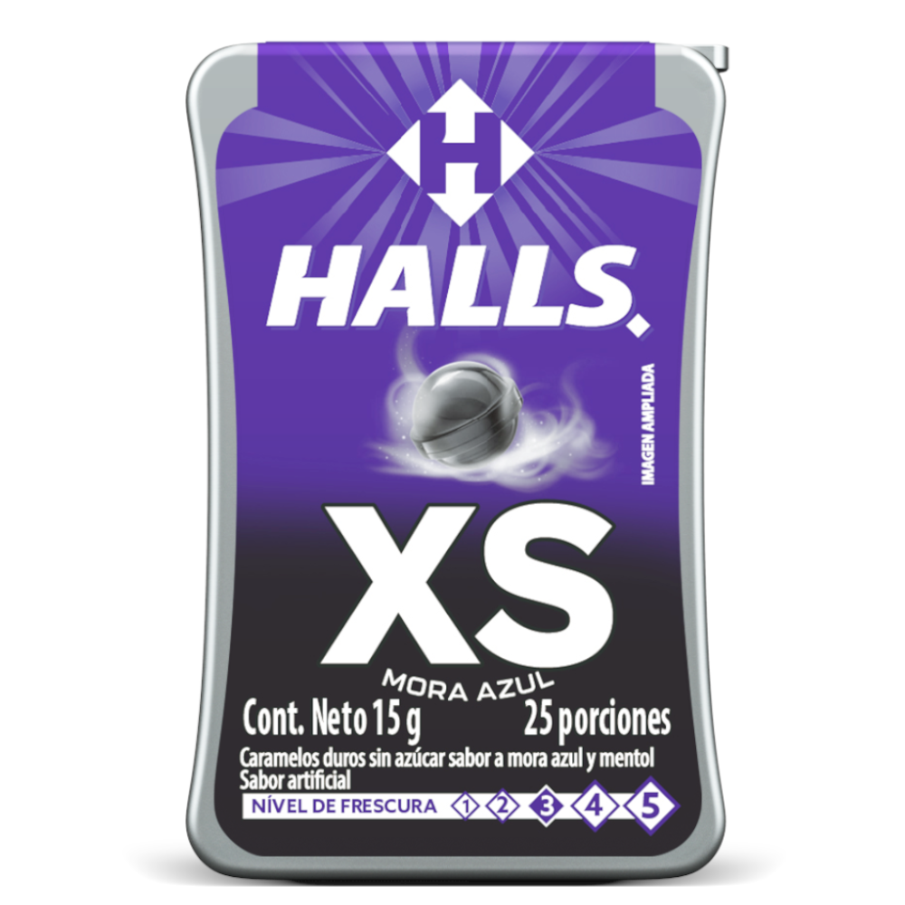 Halls XS Mora Azul 15Gr