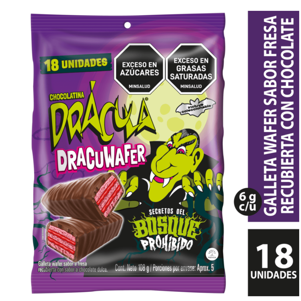 Chocolatina Dracuwafer  Bolsa 18 Unidades 108Gr