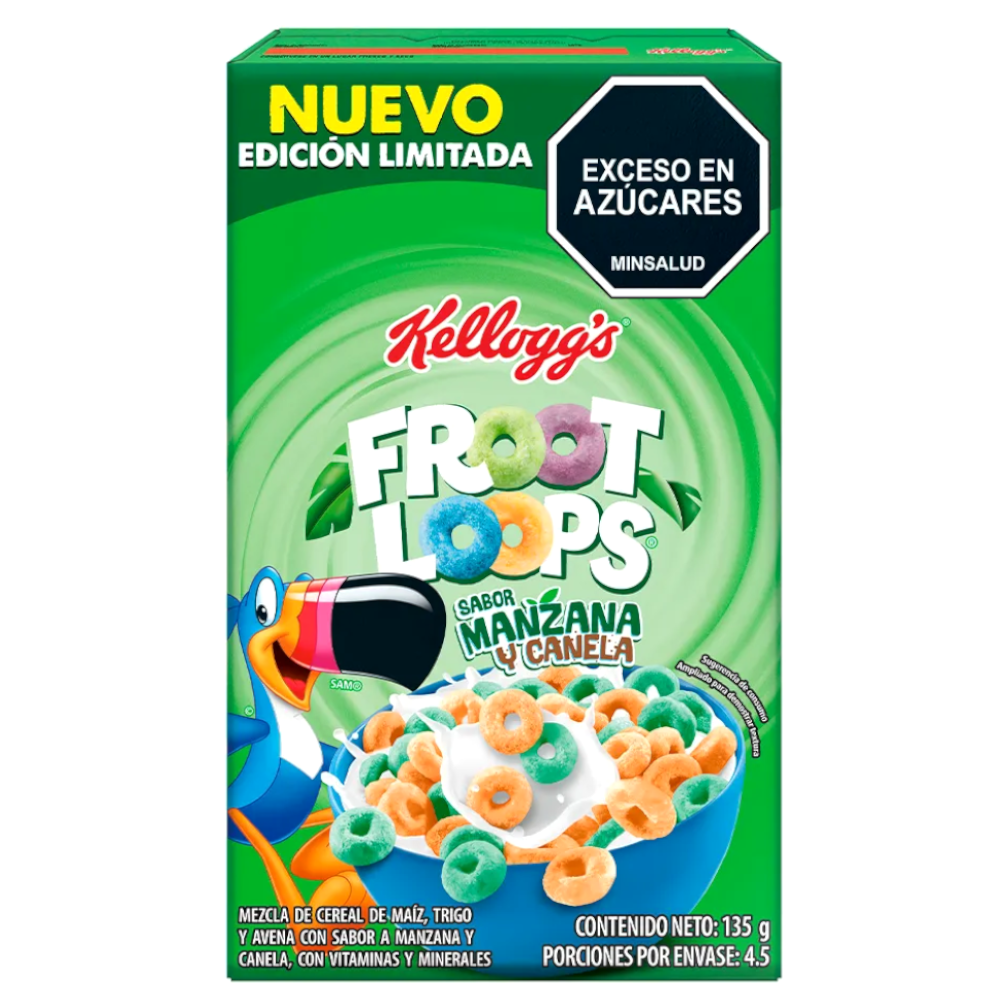 Cereal Kellogg's Froot Lops  Sabor Manzana Y Canela 135Gr