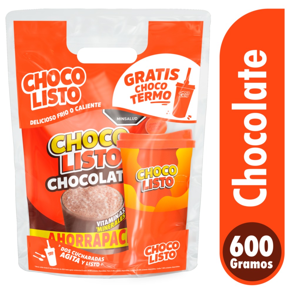Chocolisto Chocolate Bolsa 600Gr Gratis Termo