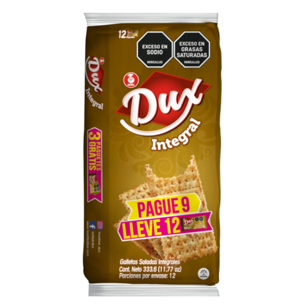 Galletas Dux Integral Pague 9 LLeve 12 Paquetes 333.6Gr