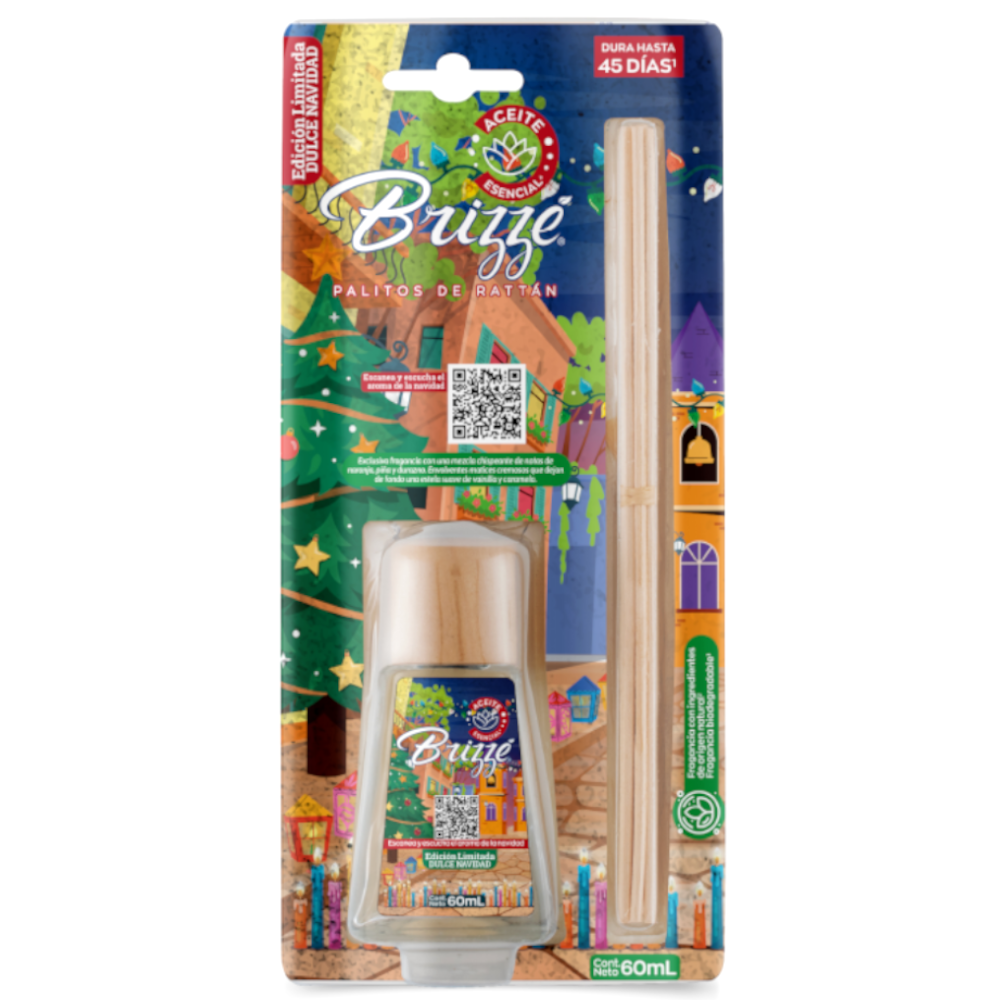 Ambientador Brizze Dulce Navidad Palitos Rattan Edición Limitada 60Ml