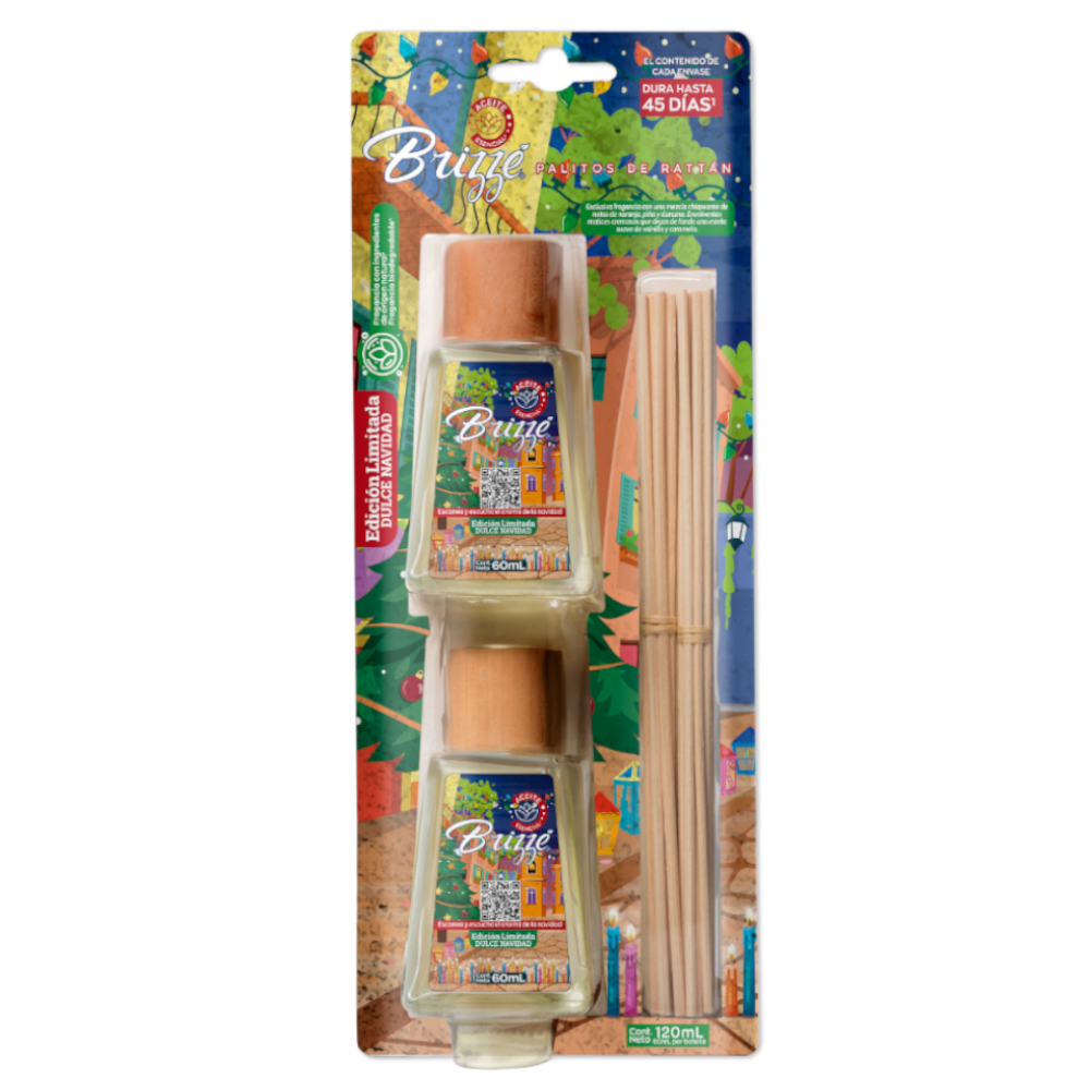Ambientador Brizze Dulce Navidad Palitos Rattan Edición Limitada 60Ml 2 Unidades