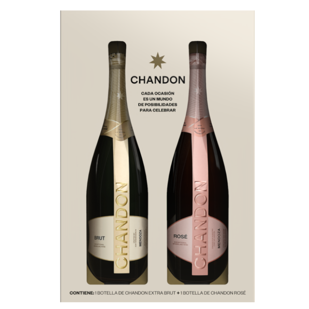 Vino Chandon Extra Brut 750Ml + Chandon Rose 750Ml