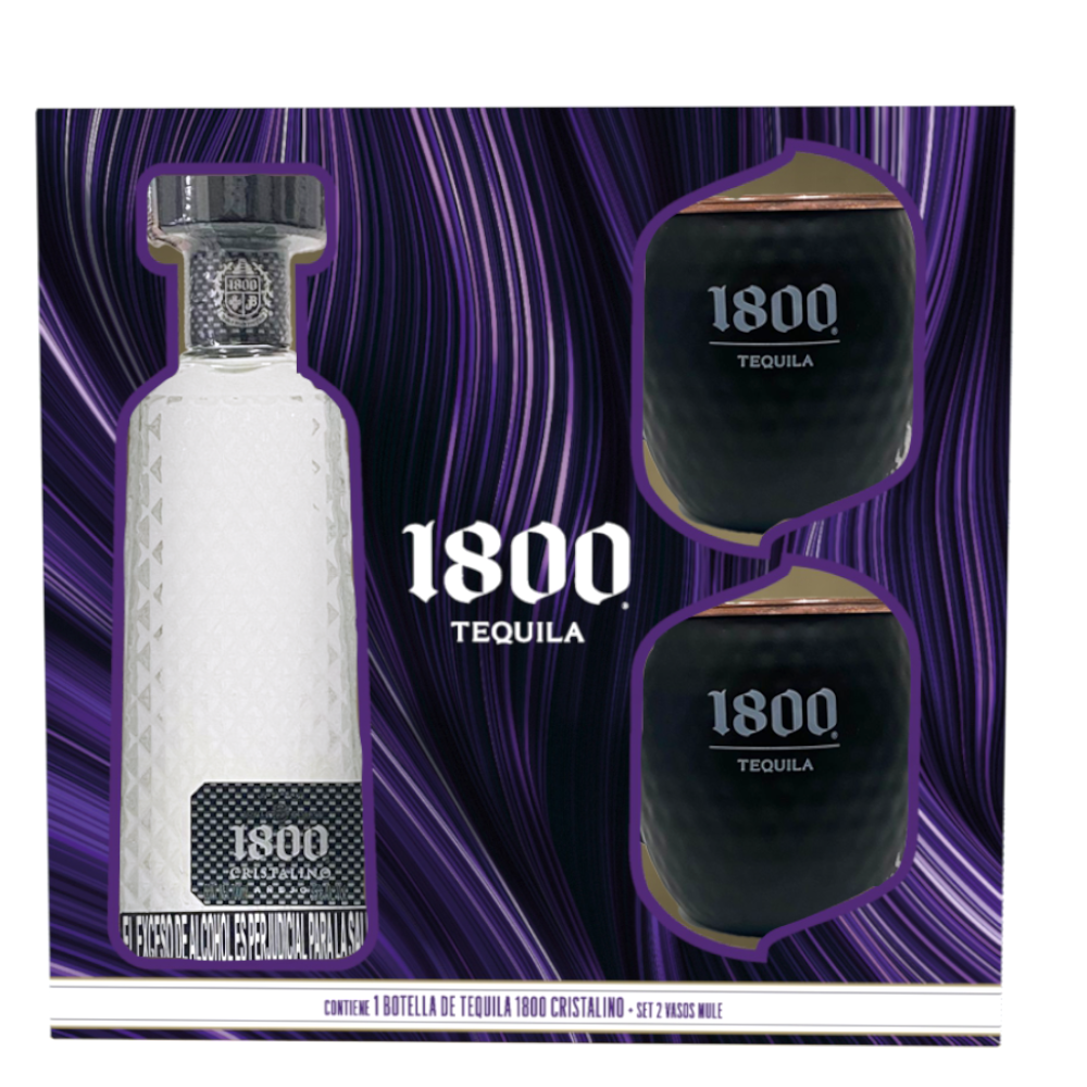 Tequila 1800 Cristalino Añejo 700Ml + Set 2 Vasos