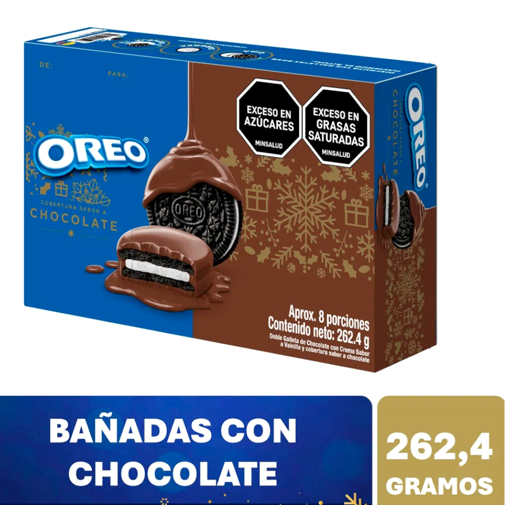 Galleta Oreo Navidad Con Cobertura Sabor Chocolate  262.4Gr