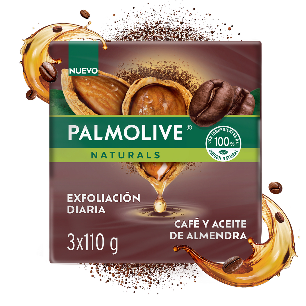 Jabón Palmolive Exfoliaxión Diaria Café Y Aceite Almendras 110Gr 3 Unidades