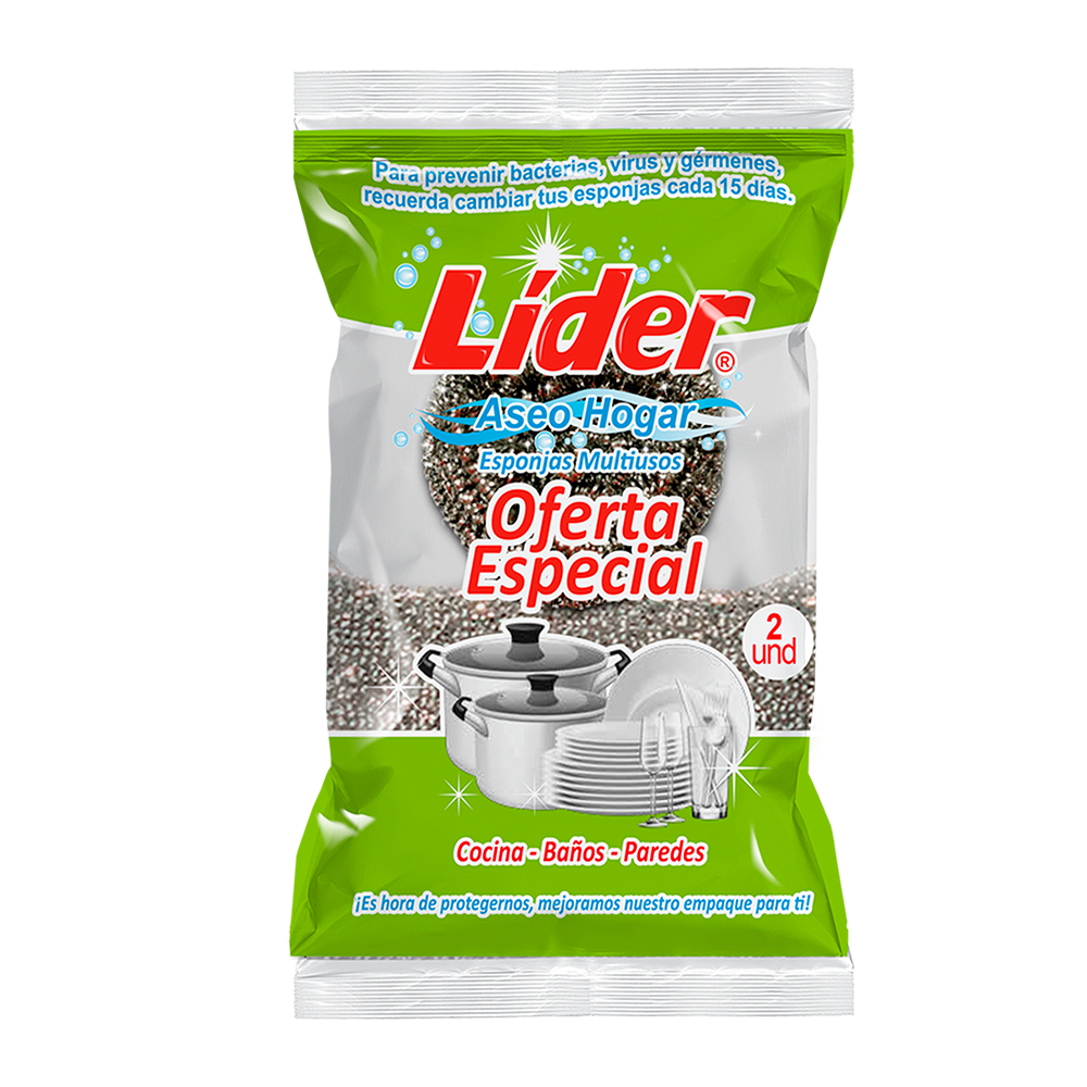 Esponja Líder Espiral + Esponja Oro Plata 2 Unidades