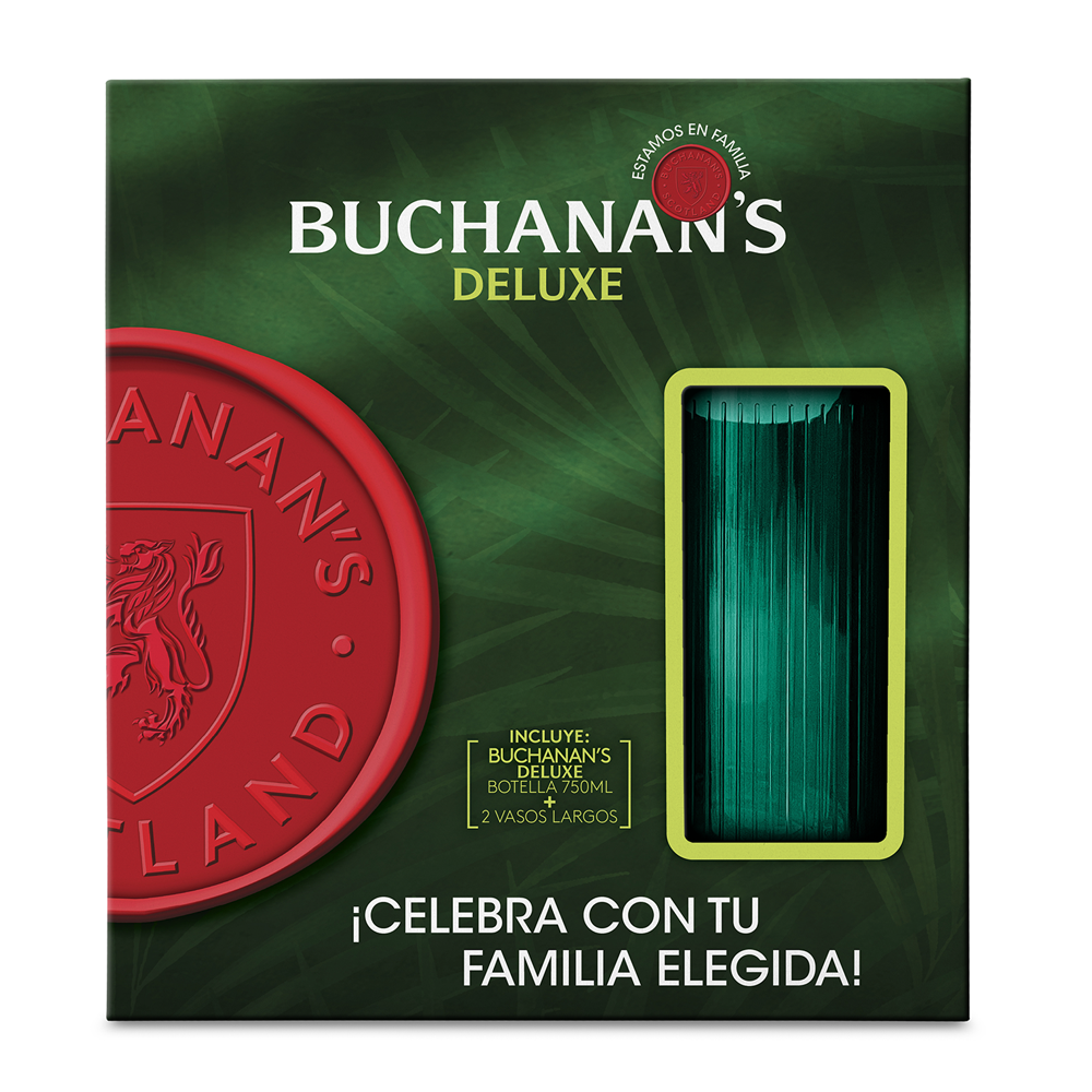 Whisky  Buchanans Deluxe 750Ml + 2 Vasos Largos