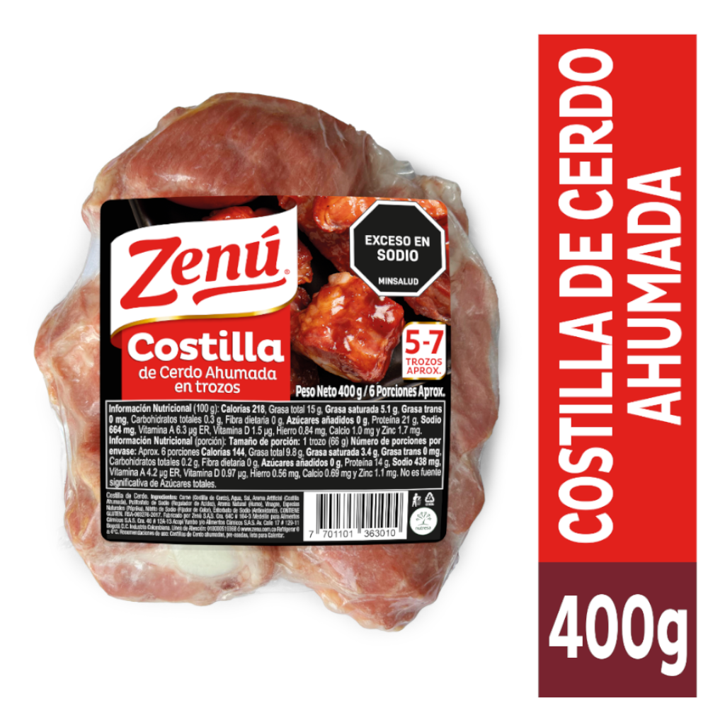 Costilla De Cerdo Ahumada Zenú 400Gr