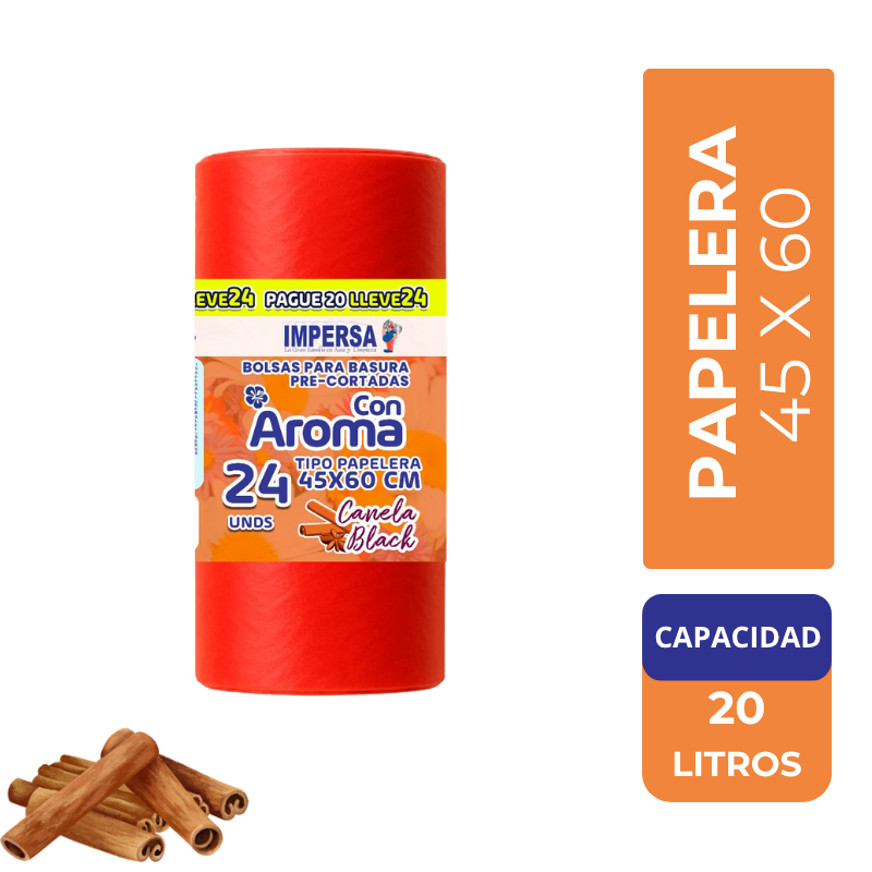 Bolsa Basura Impersa 45x60cm Tipo Papelera Roja Canela Pague 20 LLeve 24
