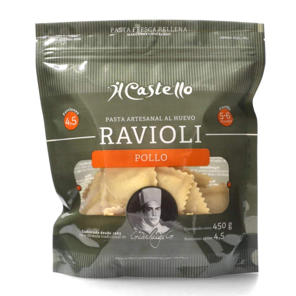 Pasta Artesanal Al Huevo Ravioli Pollo IL Castello 450Gr