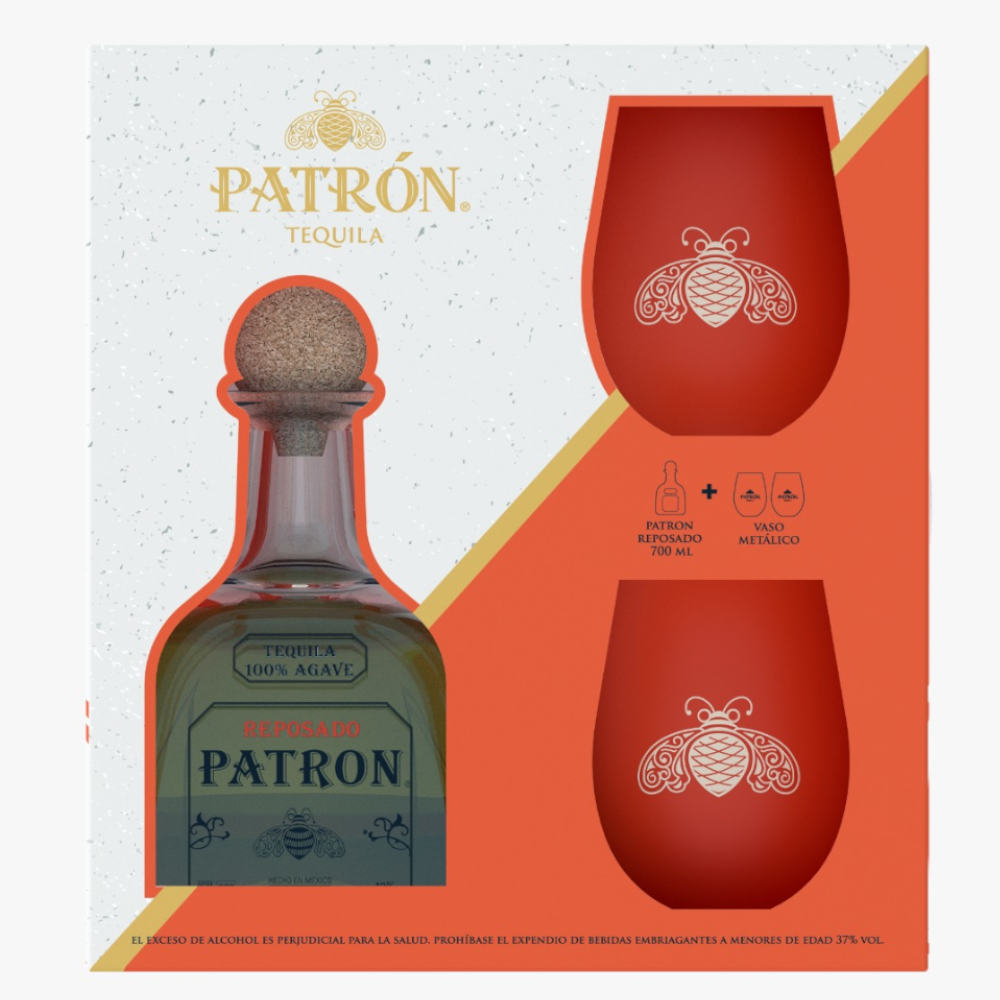 Estuche Tequila Patrón Reposado 700Ml + 2 Vasos M