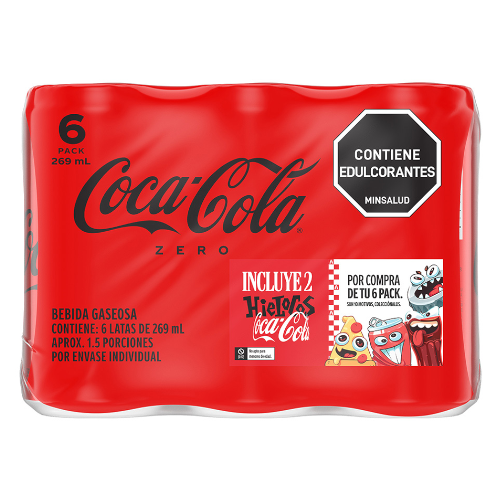 Coca Cola Zero Lata 269Ml 6 Unidades + 2 Hielocos