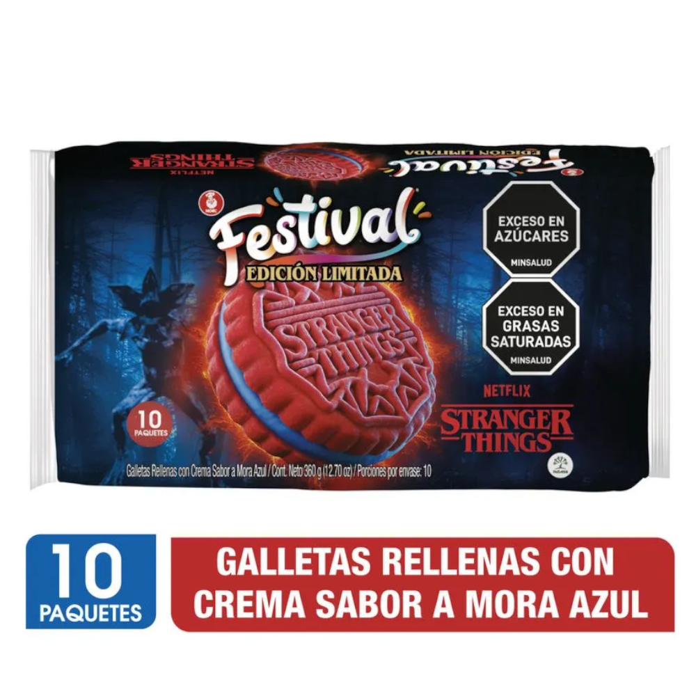 Galletas Festival Stranger Things Edición Limitada 10 Paquetes 360Gr