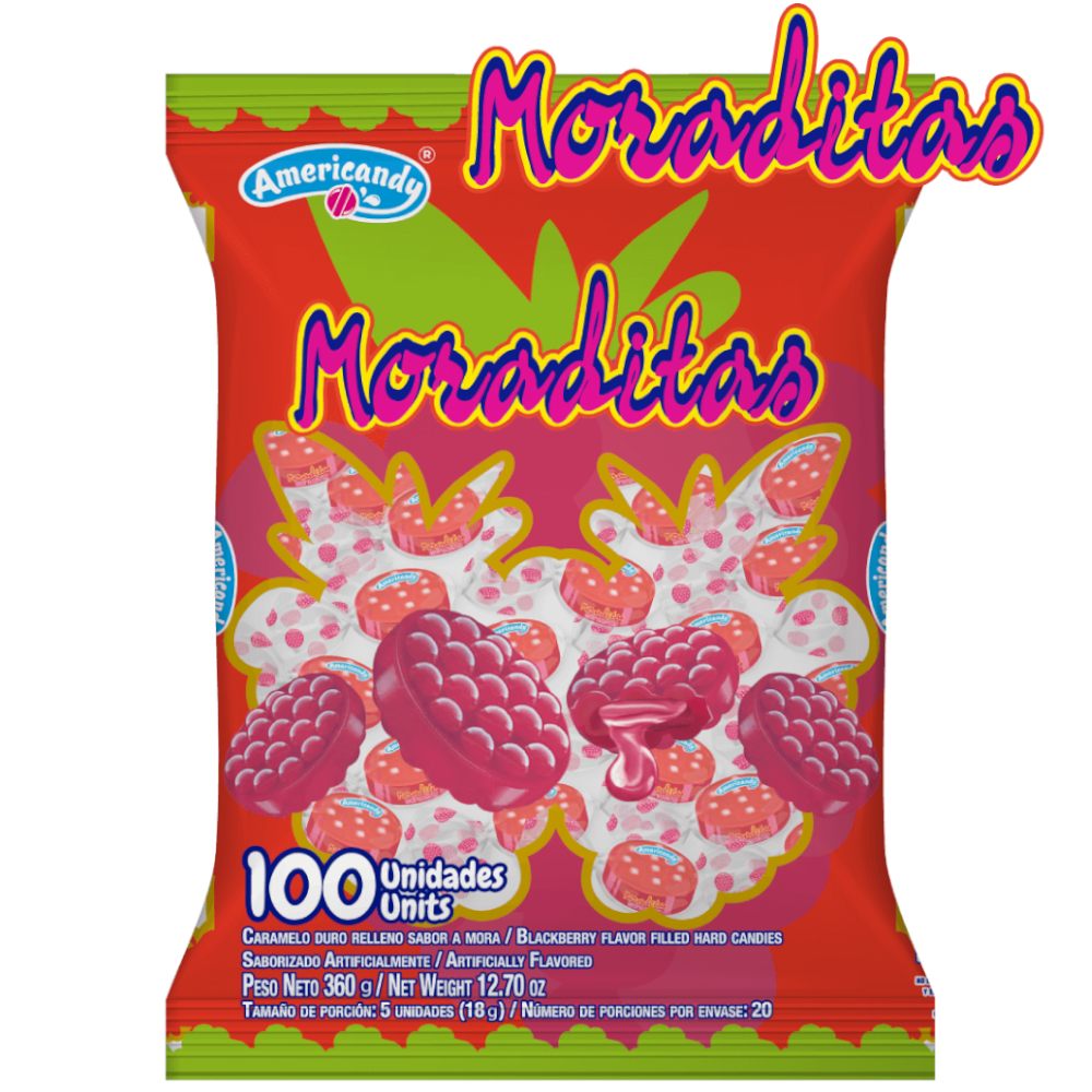 Confite Moraditas Americandy 100 Unidades 360Gr