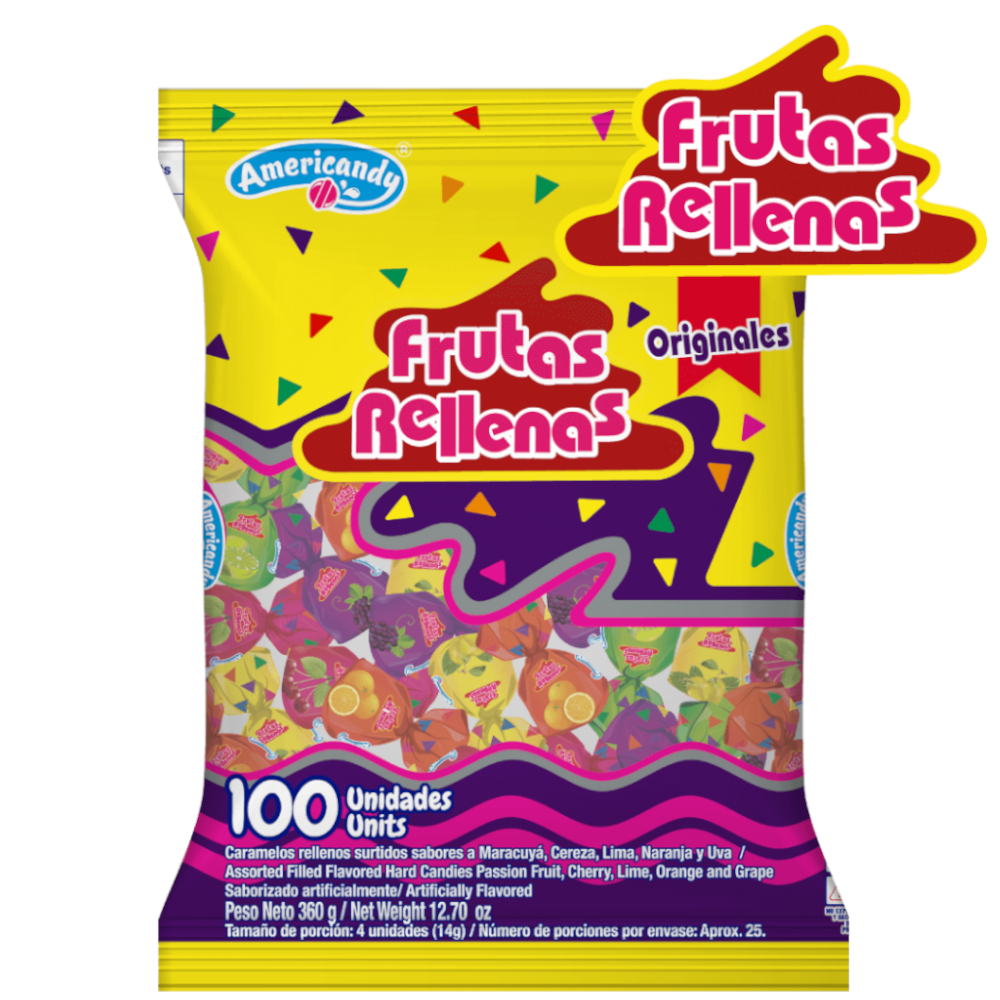 Caramelos Rellenos Surtidos Americandy 100 Unidades 360Gr