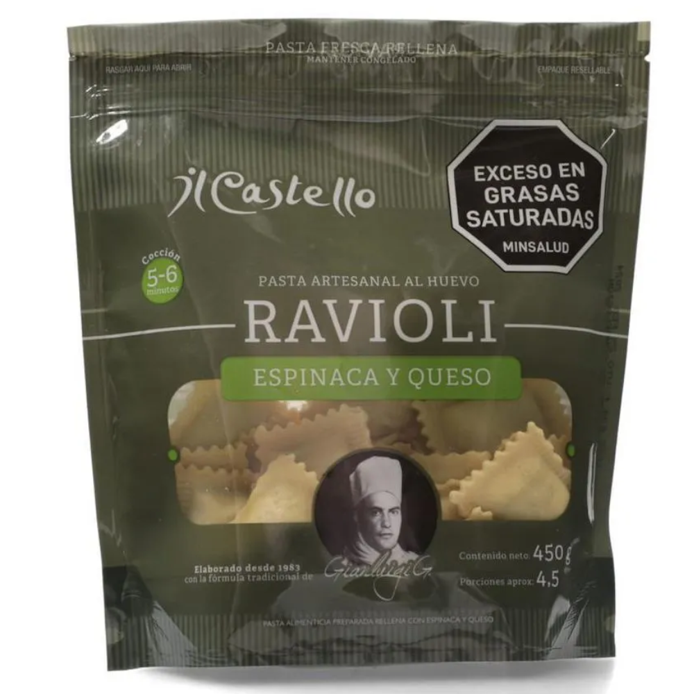 Pasta Artesanal Al Huevo Ravioli Espinaca Y Queso IL Castello 450Gr