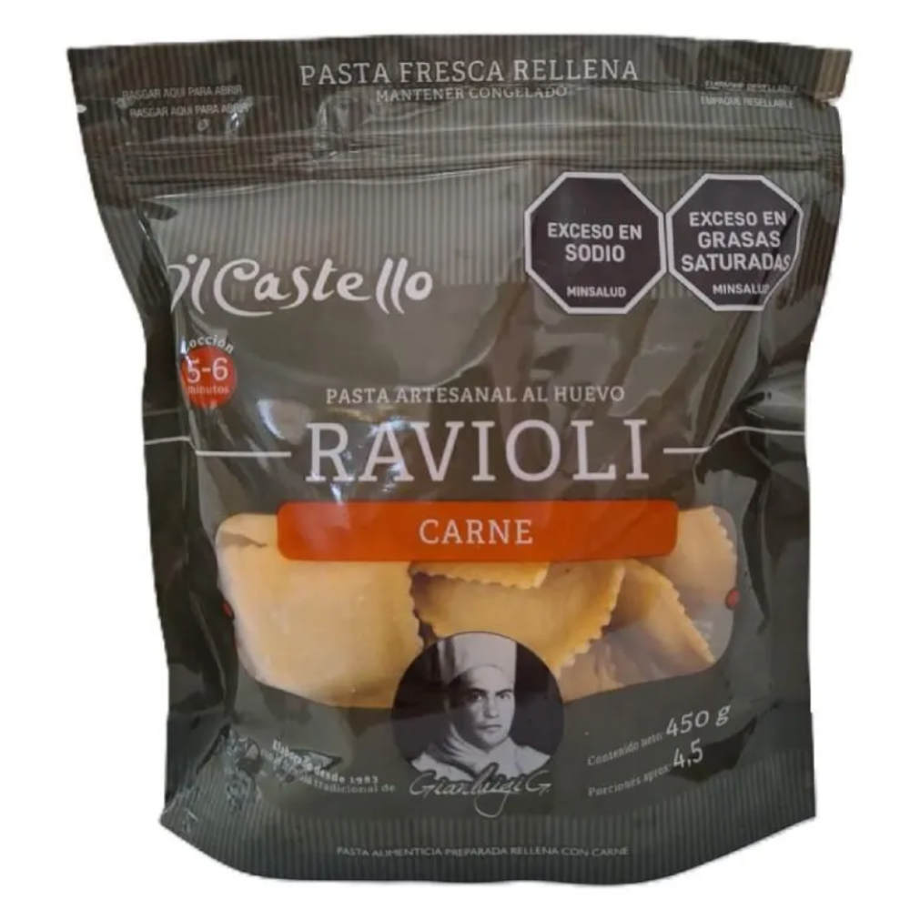 Pasta Artesanal Al Huevo Ravioli Carne IL Castello 450Gr