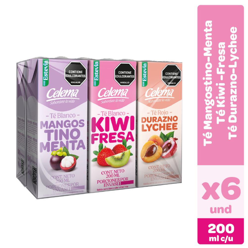 Té Blanco Líquido  Surtido Celema 200Ml 6 Unidades