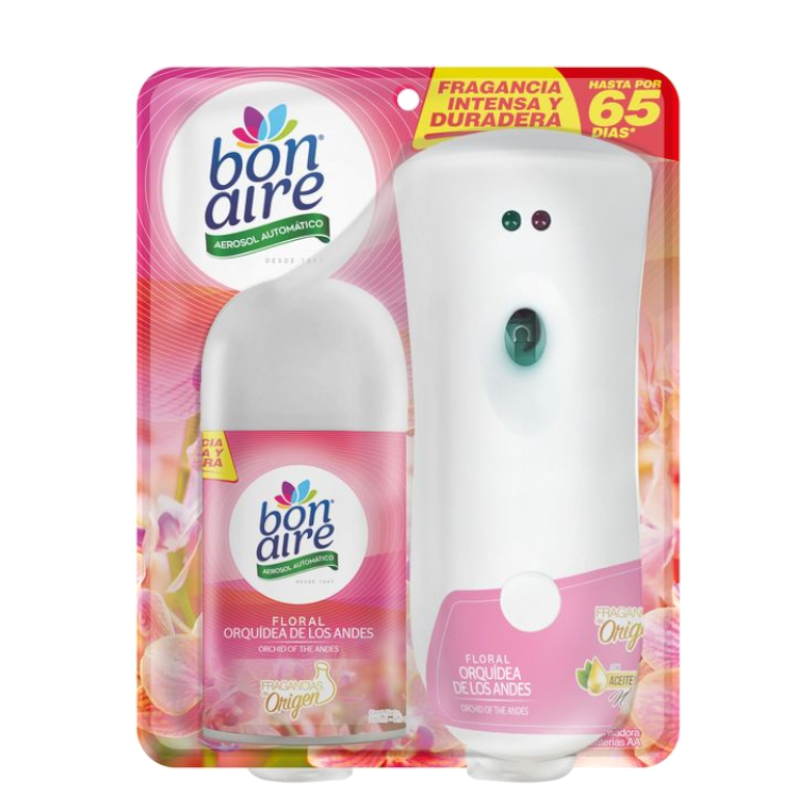 Ambientador Bonaire Floral Orquídeas De Los Andes 250Ml + Dosificador Automático