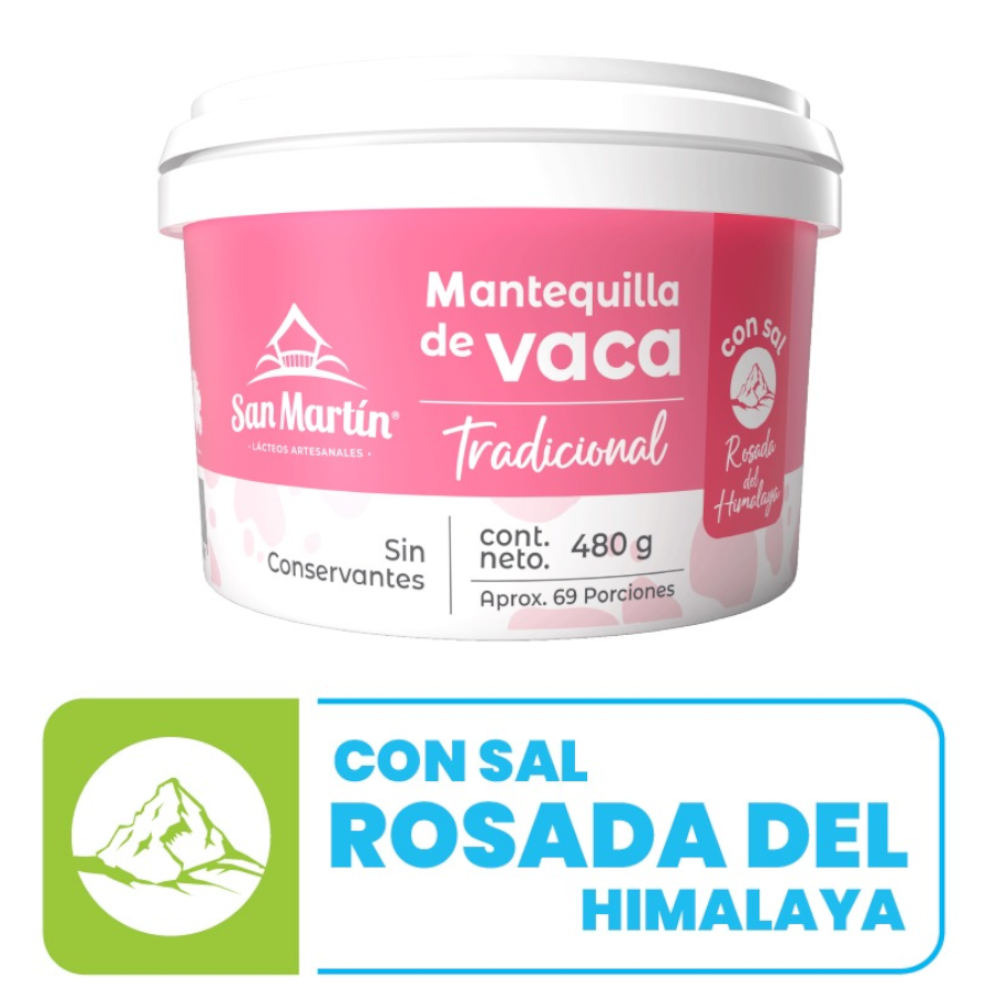Mantequilla  De Vaca Tradicional Con Sal Rosada Del Himalaya San Martin 480Gr