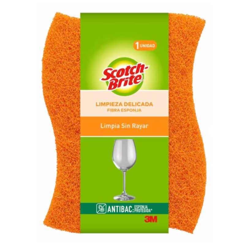 Esponja Fibra Scotch Brite Limpia Sin Rayar 1 Unidad