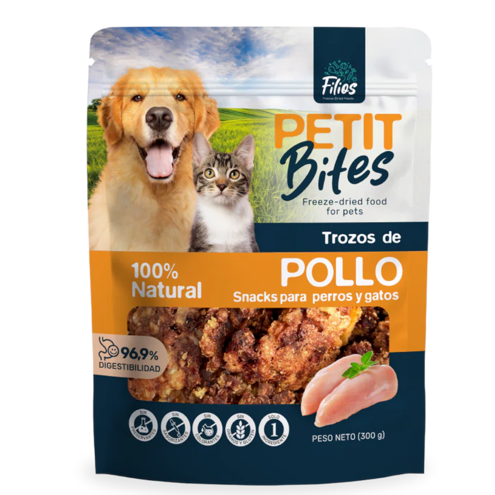 Snacks Para Perros Y Gatos De Pollo Petit Bifes 300Gr