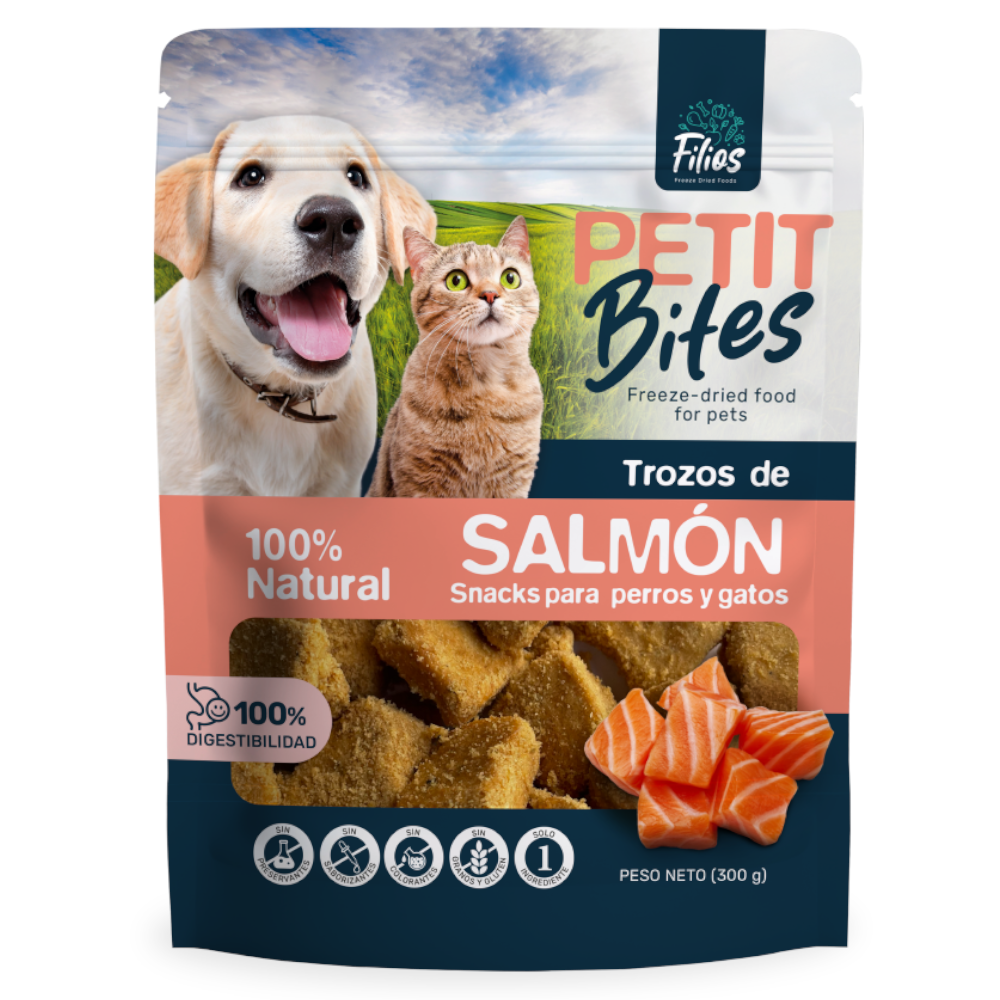 Snacks Para Perros Y Gatos De Salmón Petit Bifes 300Gr