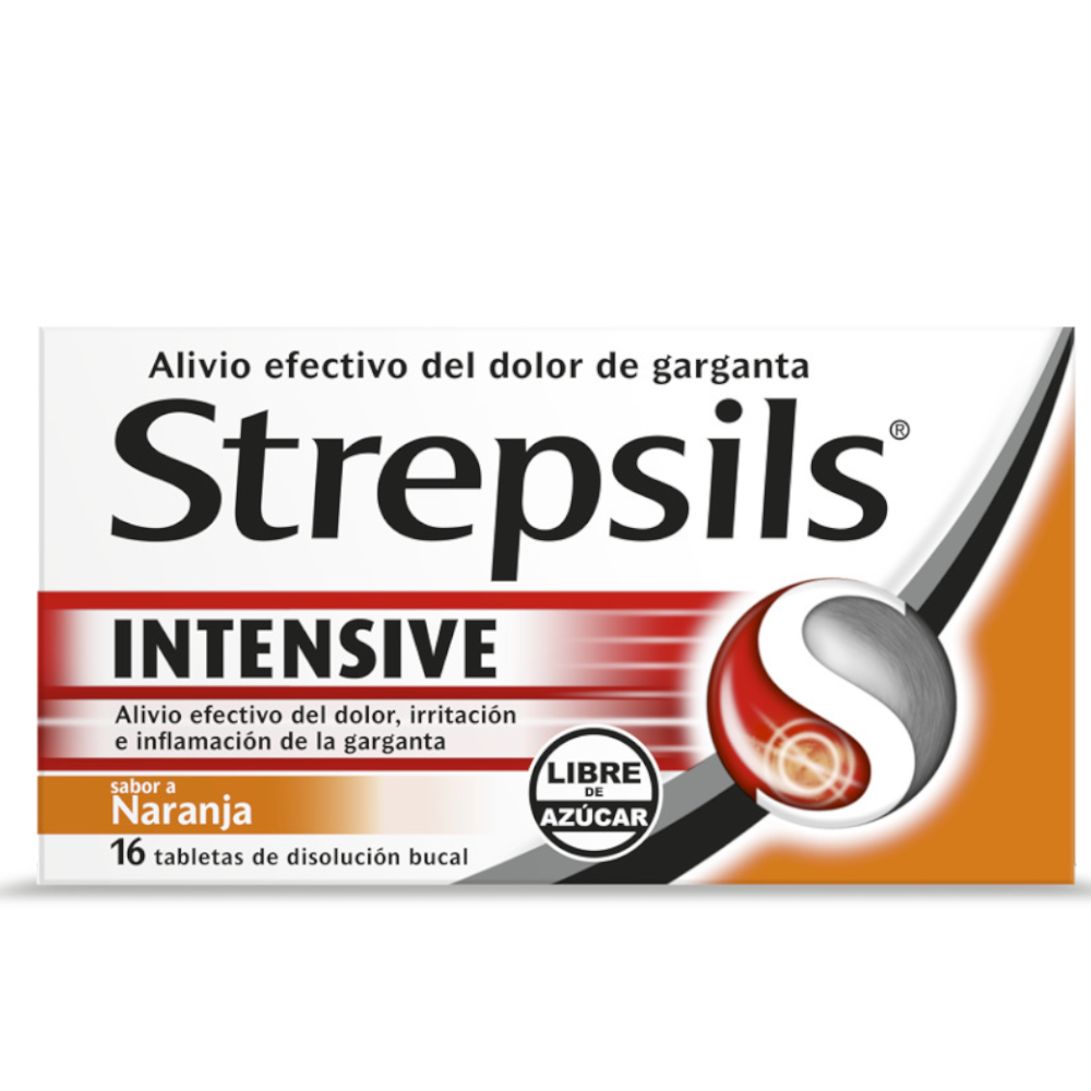 Strepsils  Intensive Para El Dolor De Garganta  Sabor Naranja 16 Tabletas