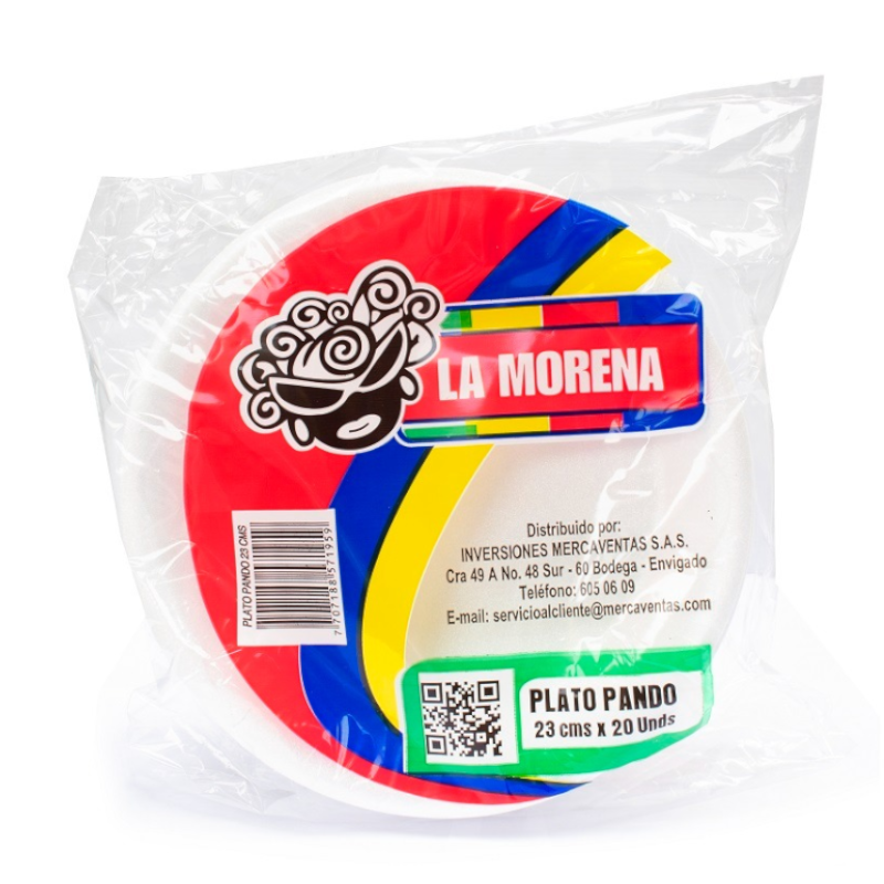 Plato Desechable Pando La Morena 23Cmt 20 Unidades