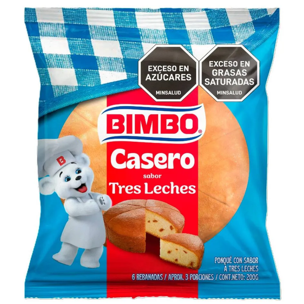 Ponqué Casero Bimbo Tres Leches 200Gr
