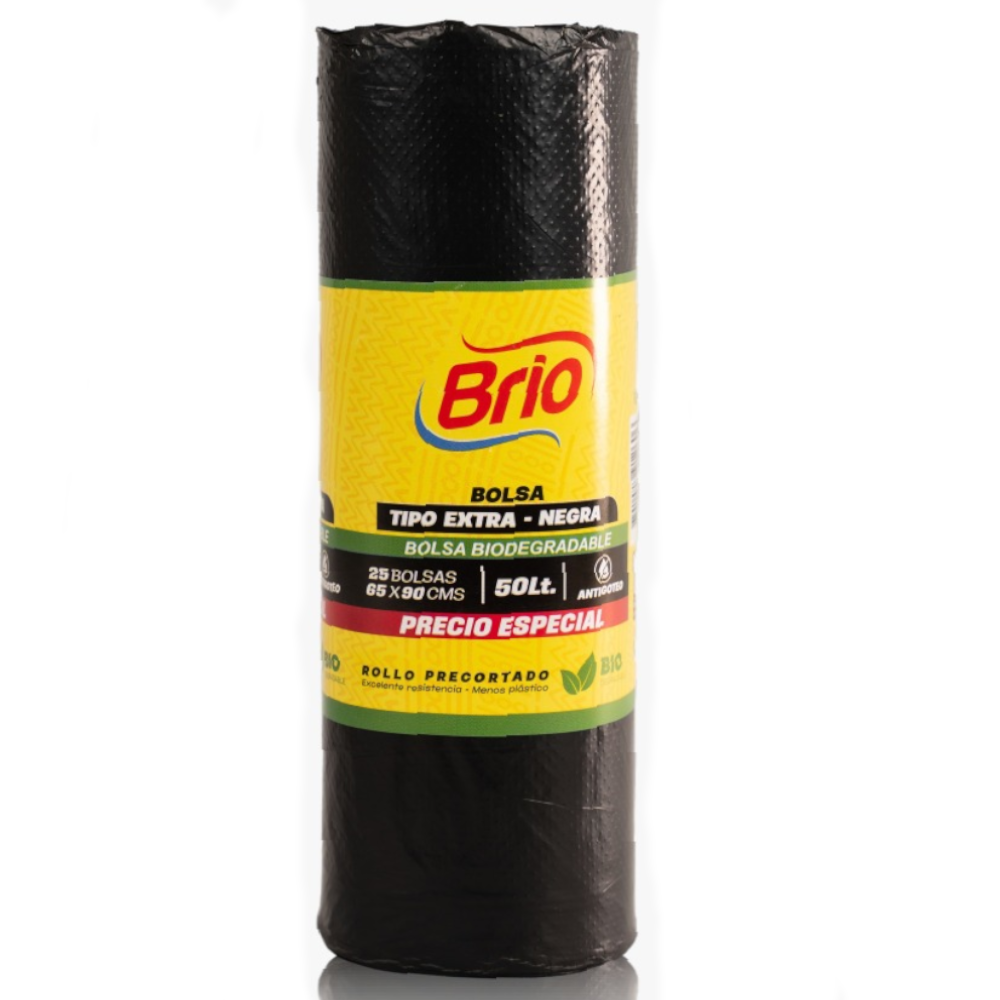 Bolsa Basura Tipo Extra Negra  Bio Brio 65x90cm 25 Unidades