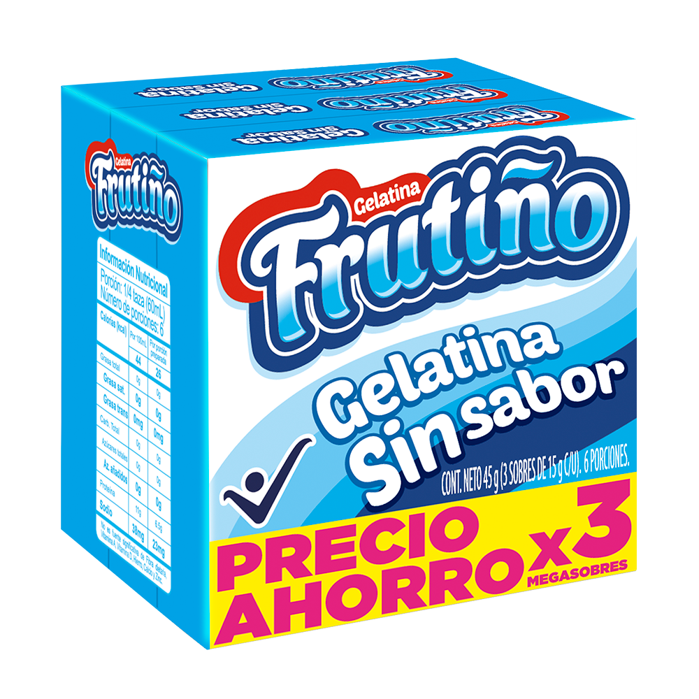 Gelatina Frutiño Sin Sabor 15Gr 3 Unidad