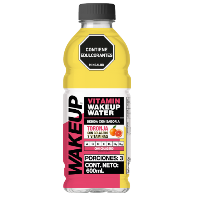 Bebida  Wakeup Sabor Toronja Con Colágeno Y Vitaminas 600Ml