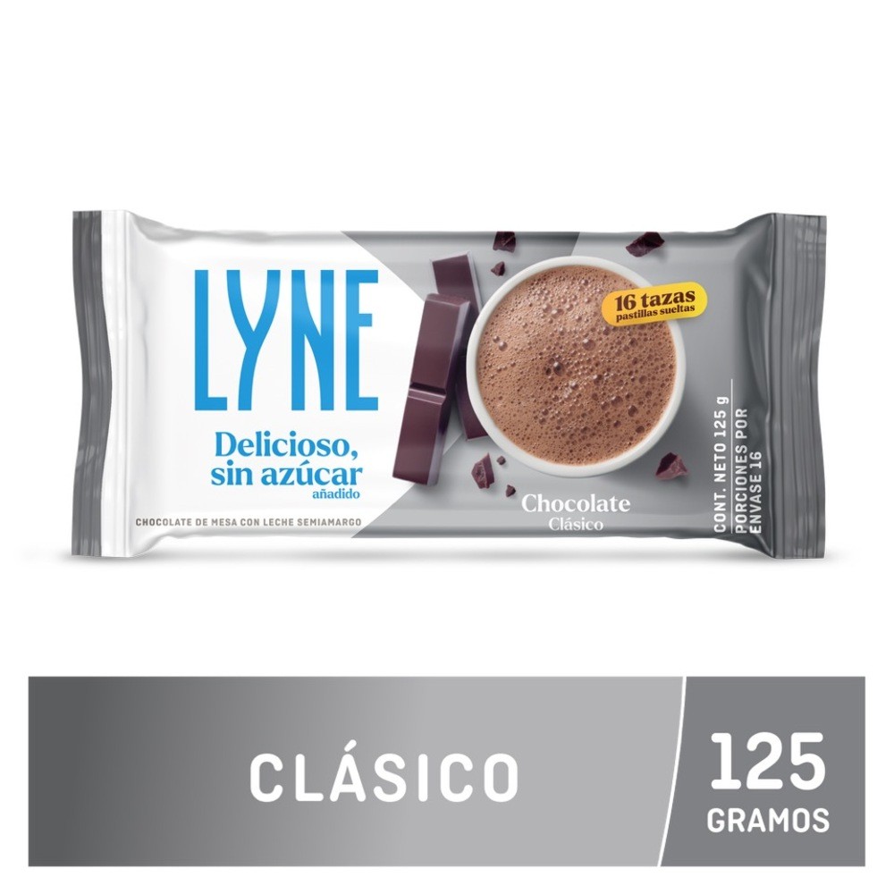 Chocolate Lyne Clásico Sin Azúcar Barra 125Gr
