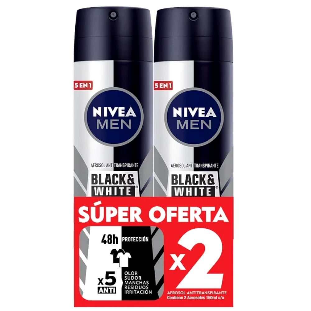 Desodorante Nivea Men Black & White Spray 150Ml 2 Unidades