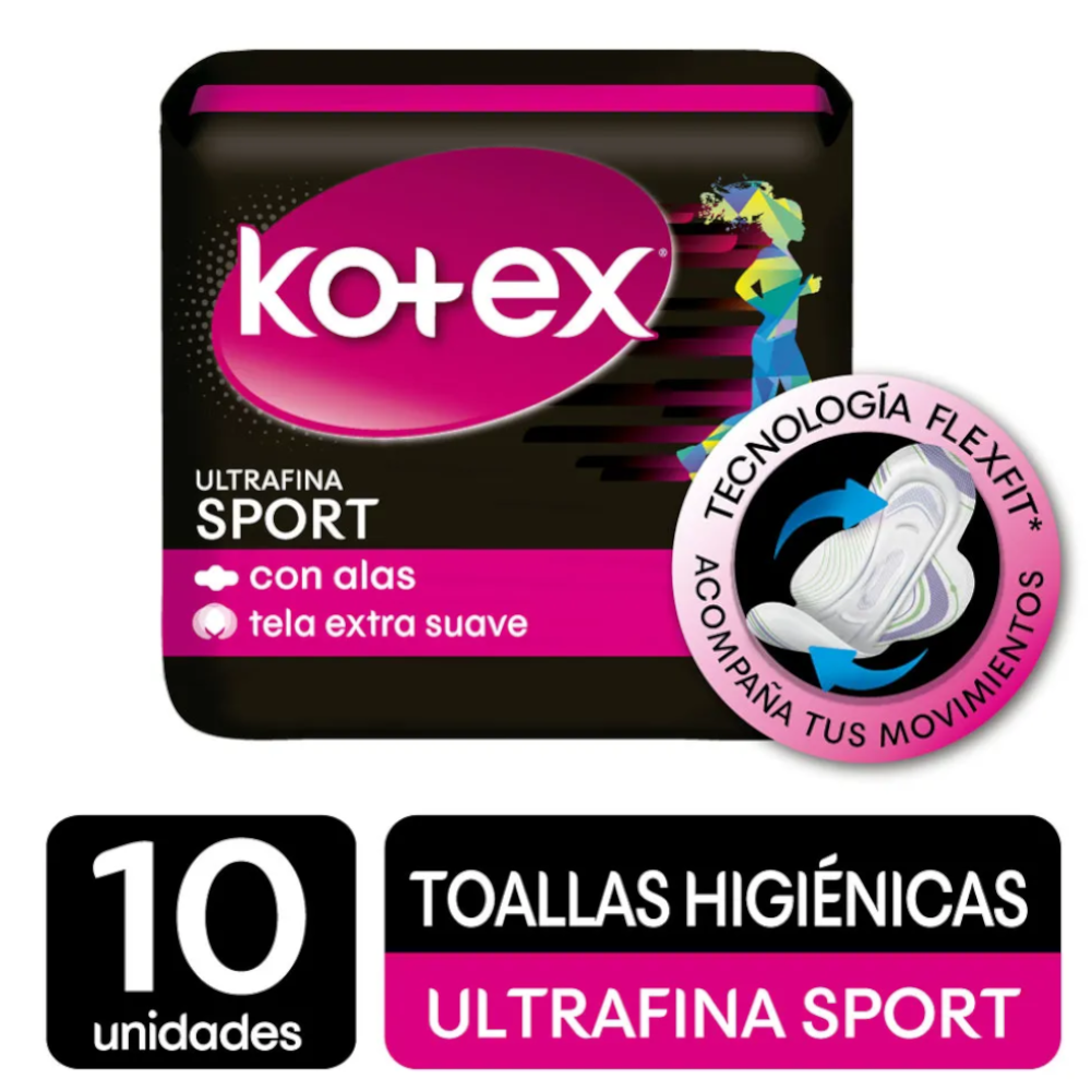 Toalla Higiénica Kotex Ultrafina Sport 10 Unidades